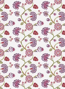 Fabricut Kanapaha Berry floral fabric in fuschia lilac and fresh green Spring colors