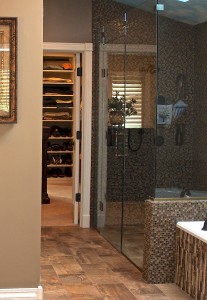 Zero-entry shower by Gina McMurtrey Interiors