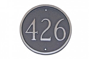 Round, Contemporary Address Plaque in Silver Metal Finish